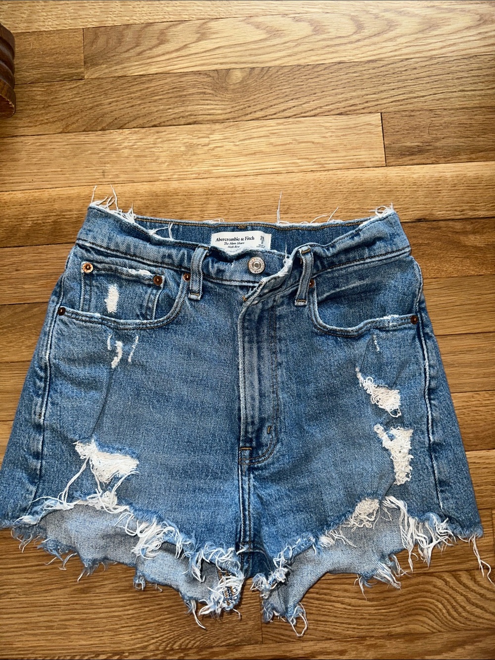 Abercrombie & Fitch Blue Distressed Denim Cutoffs
